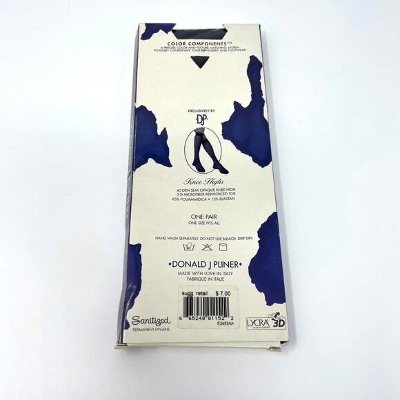 90s DONALD J PLINER Vintage Blue Knee High Semi Opaque Socks - Picture 2 of 9